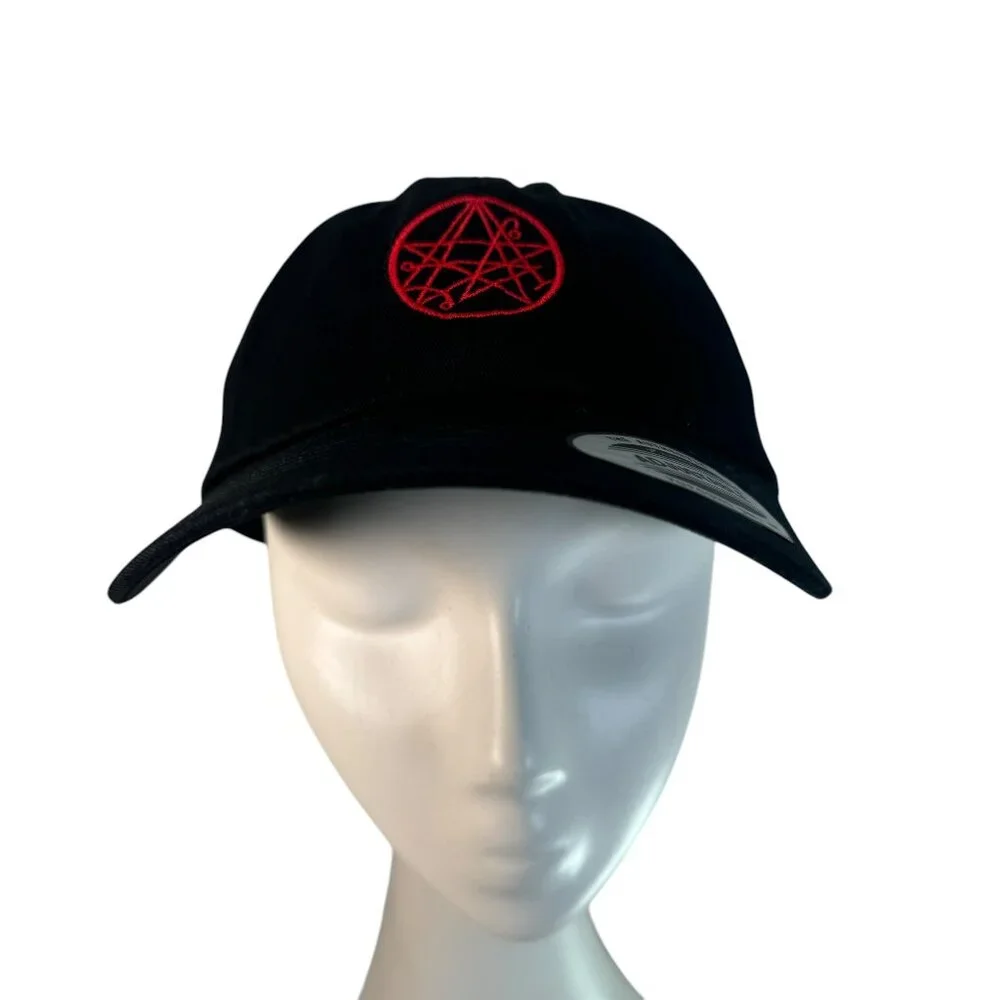 Black & Red Necronomicon Snapback Hat Cap Embroidered Occult HP Lovecraft Horror